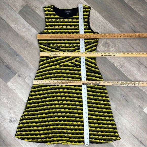 Spense Striped Skater Dress Textured Knit Fit And Flare Green Black 6 - Picture 9 of 11